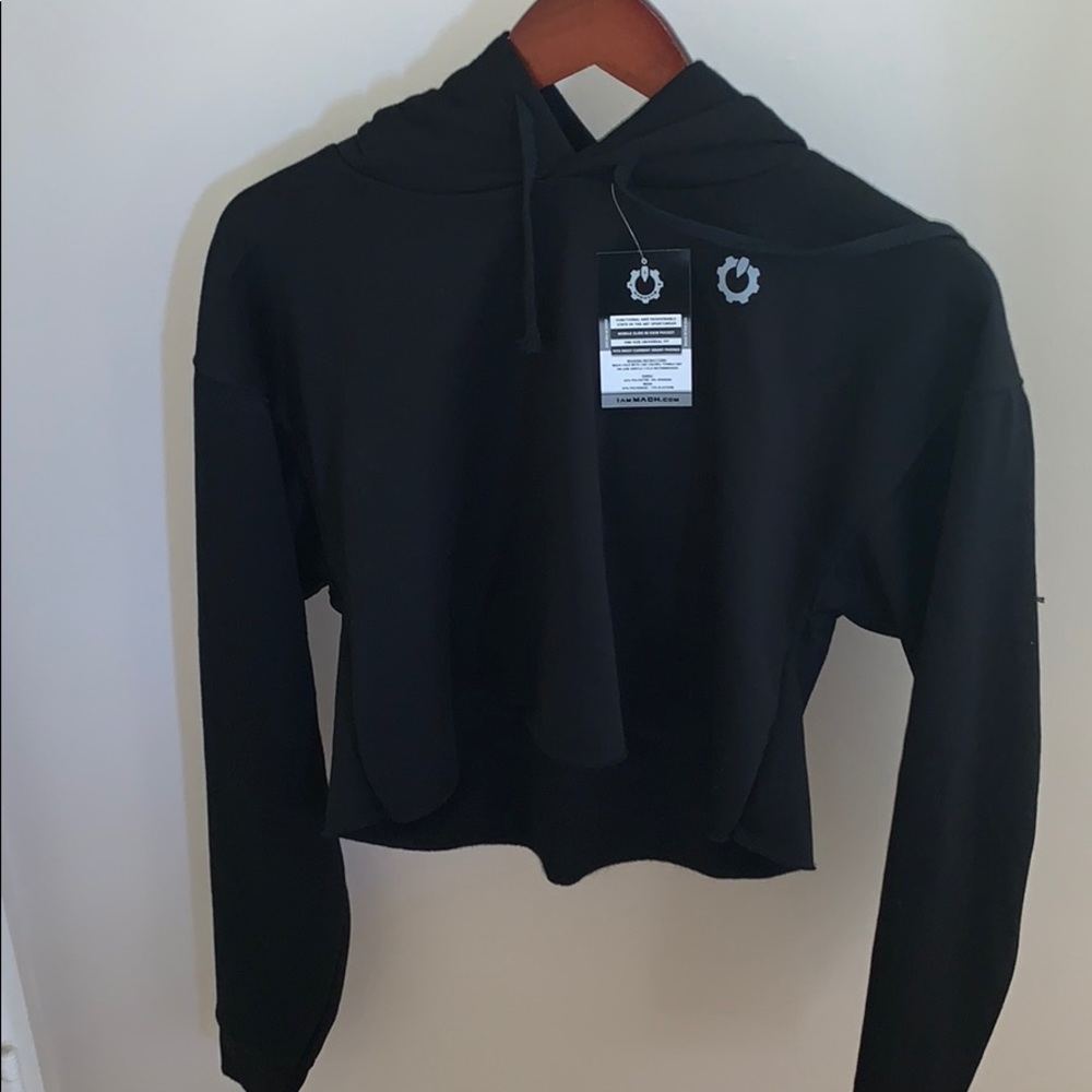 Women’s Cropped Black Sweatshirt Hoody Size L